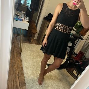Black lace mini dress